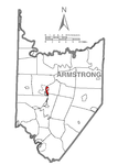 Map of Kittaning, Armstrong County, Pennsylvania Highlighted